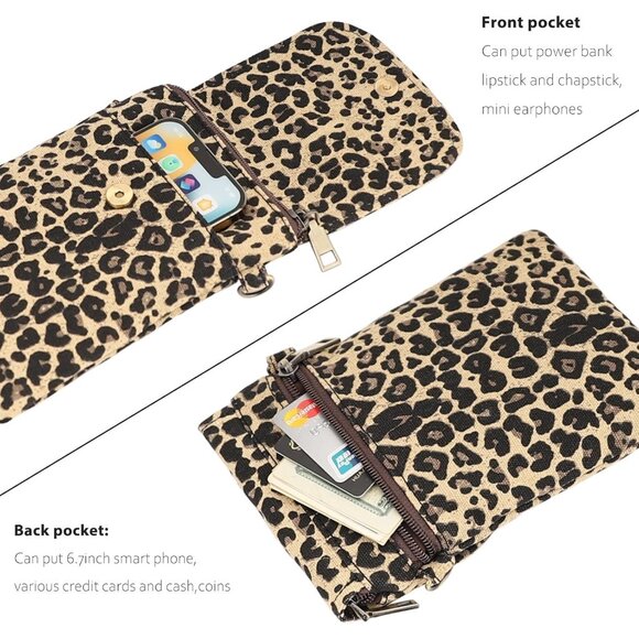 Women's Brown Leopard Vintage Embroidered Cute Mini Cross Body Bag Small Handbag - Picture 4 of 6